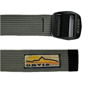 Orvis Canvas Web Belt Outdoor Mountain Patch Gray Adjustable USA Made Hiking